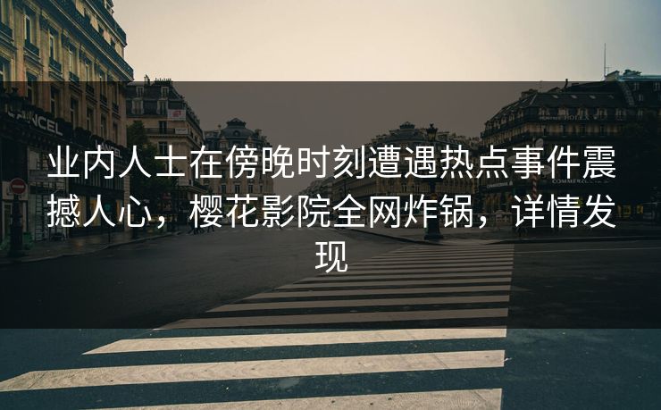 业内人士在傍晚时刻遭遇热点事件震撼人心,樱花影院全网炸锅,详情发现 业内人士在傍晚时刻遭遇热点事件震撼人心,樱花影院全网炸锅,详情发现